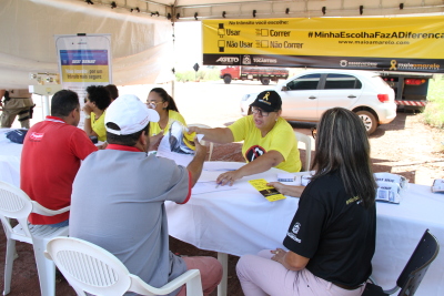 Após passar por todos os procedimentos de saúde o motorista recebe um kit com boné e informações educativas. Após passar por todos os procedimentos de saúde o motorista recebe um kit com boné e informações educativas.