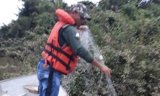 Fiscalização do Naturatins apreendeu 470 metros de rede no rio Araguaia
