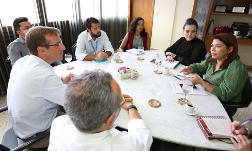Titular da Seduc, Adriana Aguiar, discutiu com representantes da Energisa a implementação de temas ligados à segurança no programa Pátria Amada Mirim