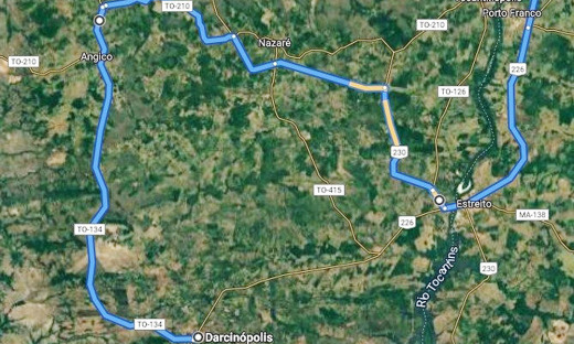 Rota alternativa passa pela TO-134 e TO-210