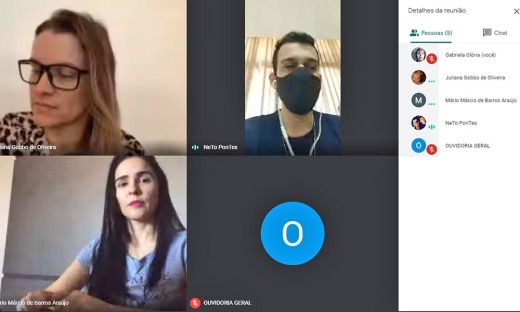 Equipe da ouvidoria em reunião com interlocutor da unidade setorial da Secretaria de Estado da Cidadania e Justiça   