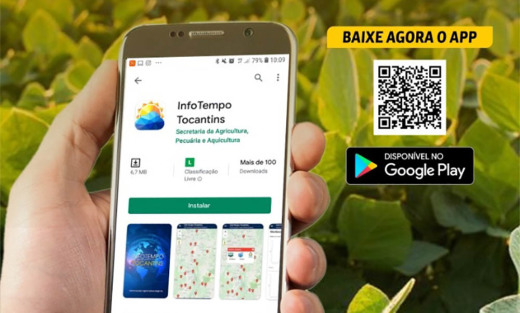 Governo disponibiliza um aplicativo, InfoTempo Tocantins, que contém informações meteorológicas e agroclimáticas do Estado