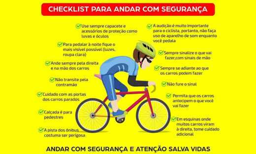 Folder com orientações para a segurança do ciclista