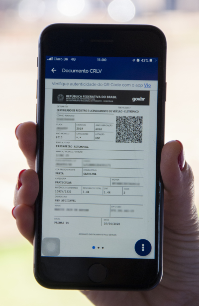 Certificado de Registro e Licenciamento de Veículos (CRLV) digital - Felix Carneiro/Governo do Tocantins