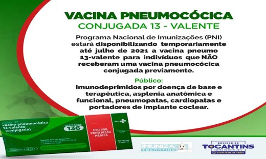 A vacina pneumocócica conjugada 13 valente previne cerca de 90% das doenças graves