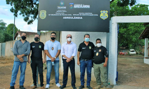 Autoridades da Segurança Pública e Polícia Civil no novo Núcleo de Abreulândia